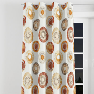 Geometric Blackout Curtains - Contemporary Boho Circle Grommet Curtain - 1 Panel