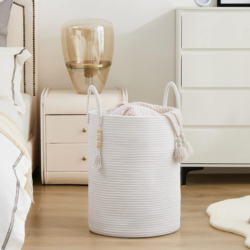 Fabric Laundry Hamper, White