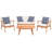 Acacia Solid Wood 4 - Person Patio Conversation Set with Cushions