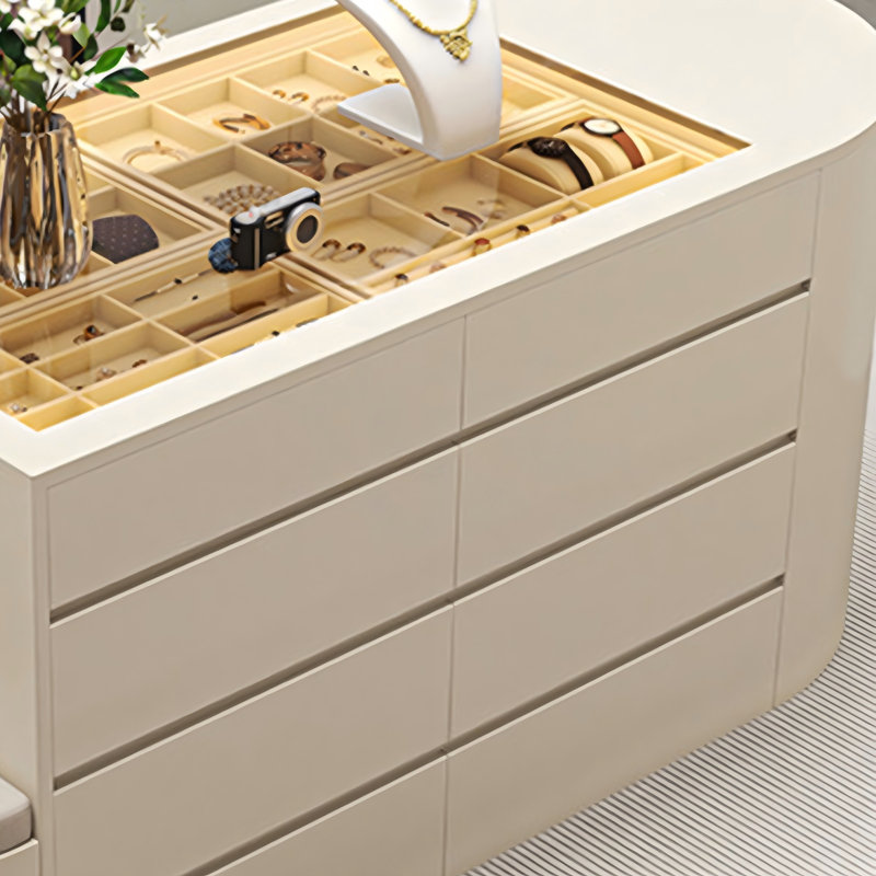 62.99"Beige jewelry storage cabinet display stand