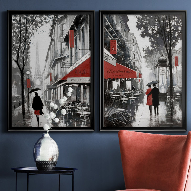 «Rainy Paris I», ensemble de 2 reproductions d'art, Pas de tapis, H 31,5 po x l 47 po x P 1,5 po