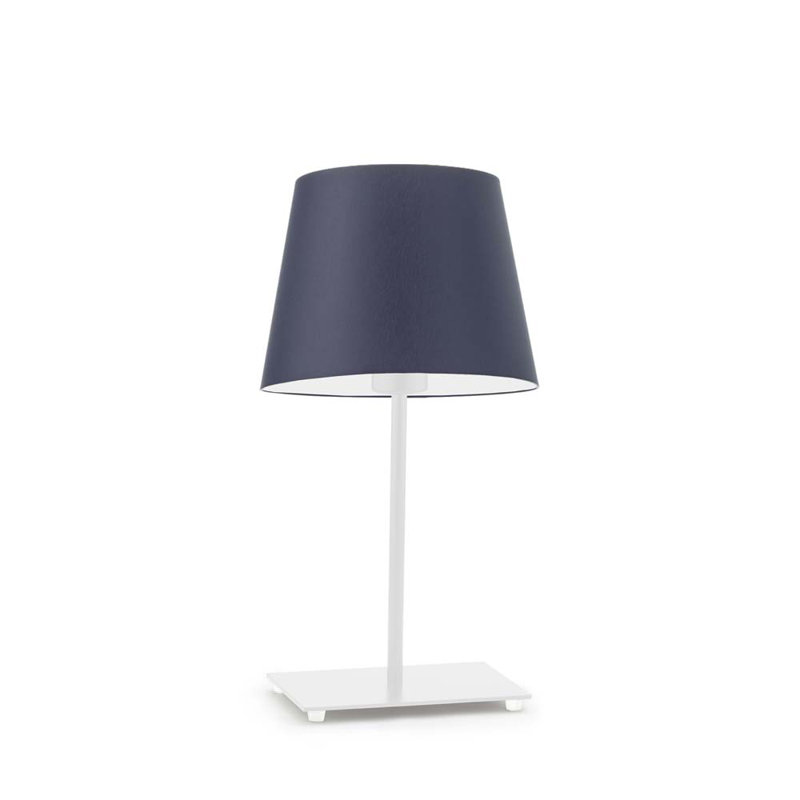 Asaun Metal Table Lamp, Navy Blue, White