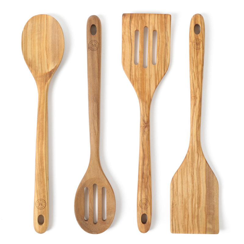 Ensemble d'outils de cuisine en bois 4 pièces Martha Stewart Bainford - Olive, Olive