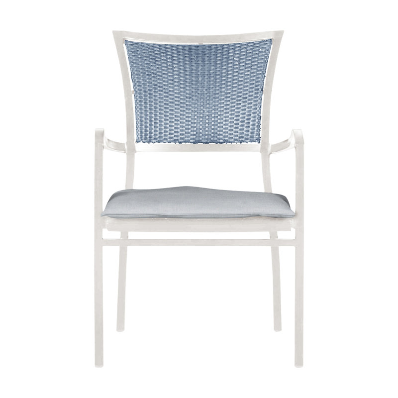Fauteuil d'extérieur en résine tressée Aire N-Dura, Welt, Craie / Chambray, Lin chambray