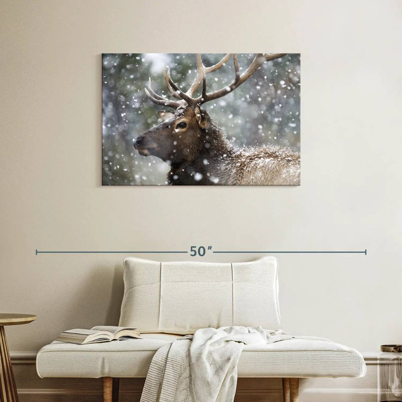 Winter Snow Elk, 24" H x 36" W