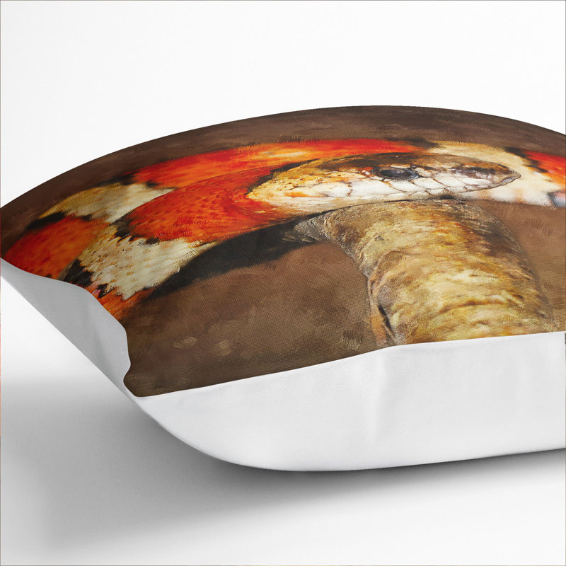 King Snake Painting Scatter Cushion with Filling, 55cm H x 55cm W x 20cm D, White