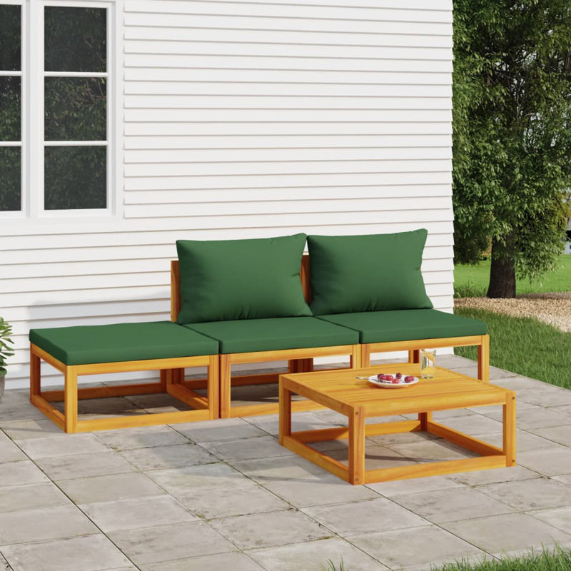 Ensemble de conversation pour 3 personnes avec coussins, Vert