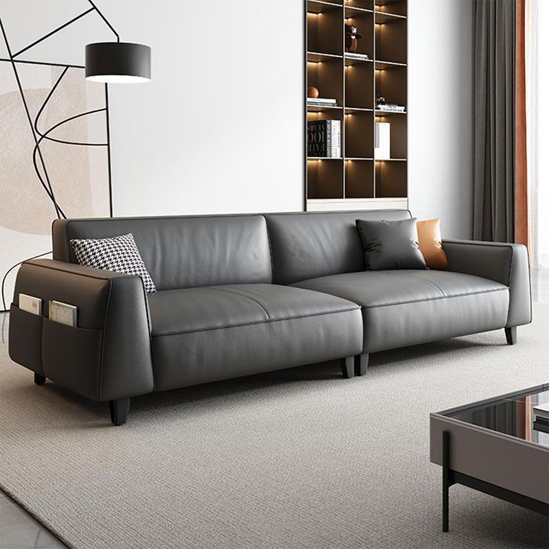 Latitude Run® Coffee Faux Leather Standard Sofa cushion Loveseat ...