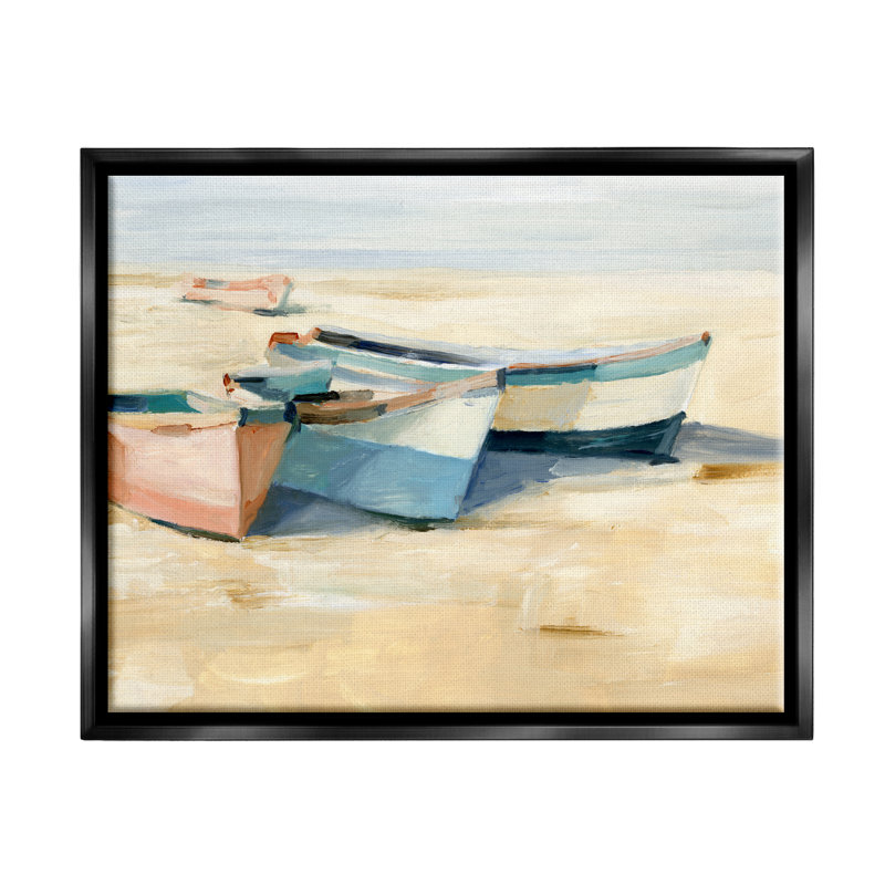 Peinture de bateaux amarrés par Ethan Harper, Cadre flottant noir de jais, H 17 po x l 21 po x P 1,7 po