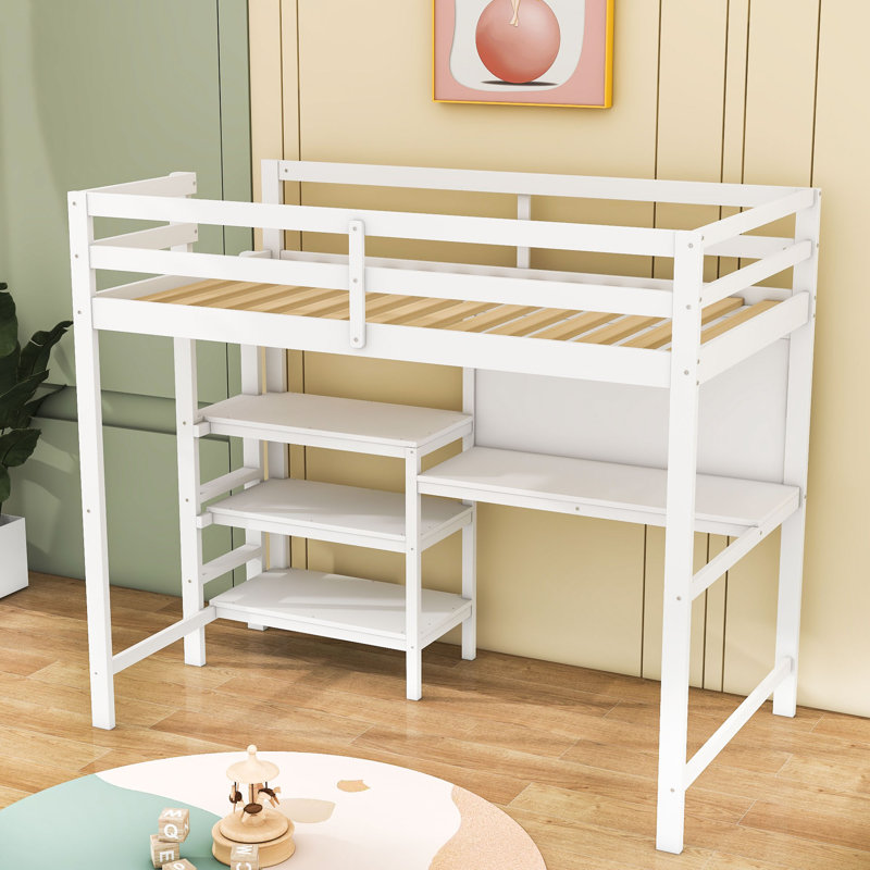 Aboubakar Kids Twin Loft Bed, White, Twin 