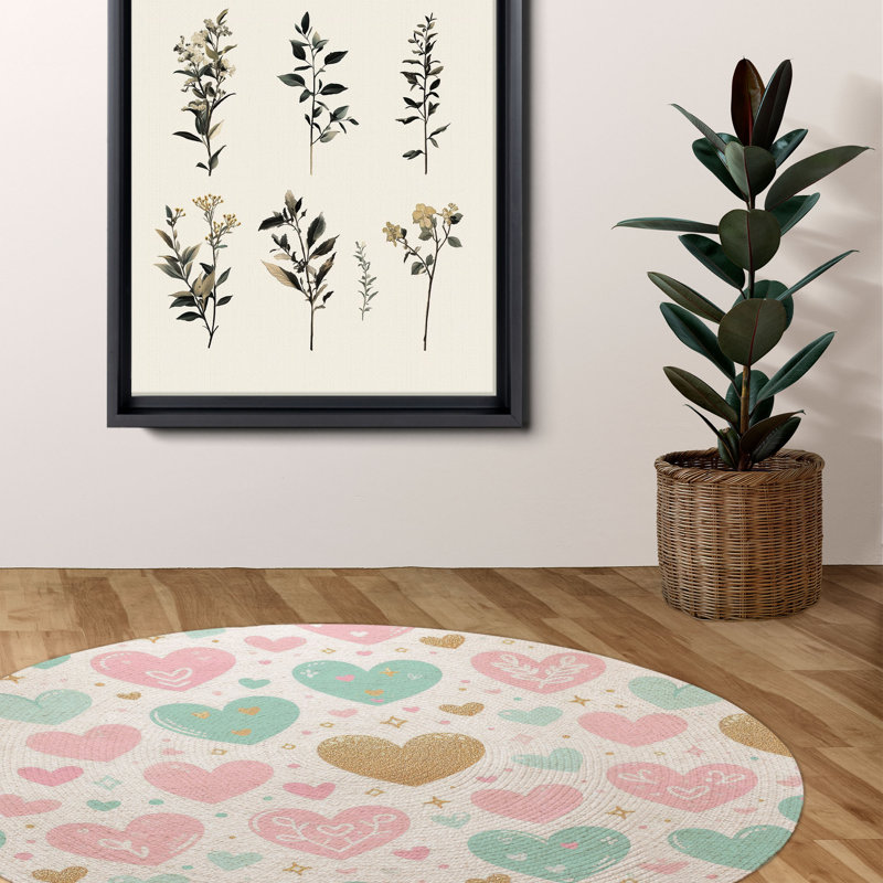 Heartfelt Affection Vibes Braided Rug, Round 5'