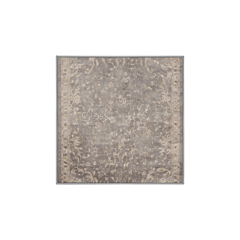 Machine Washable Gray Area Rug, Square 8'