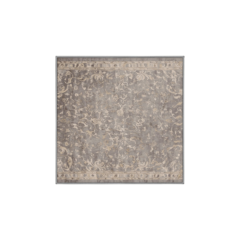 Tapis gris lavable à la machine, Carré 3 pi