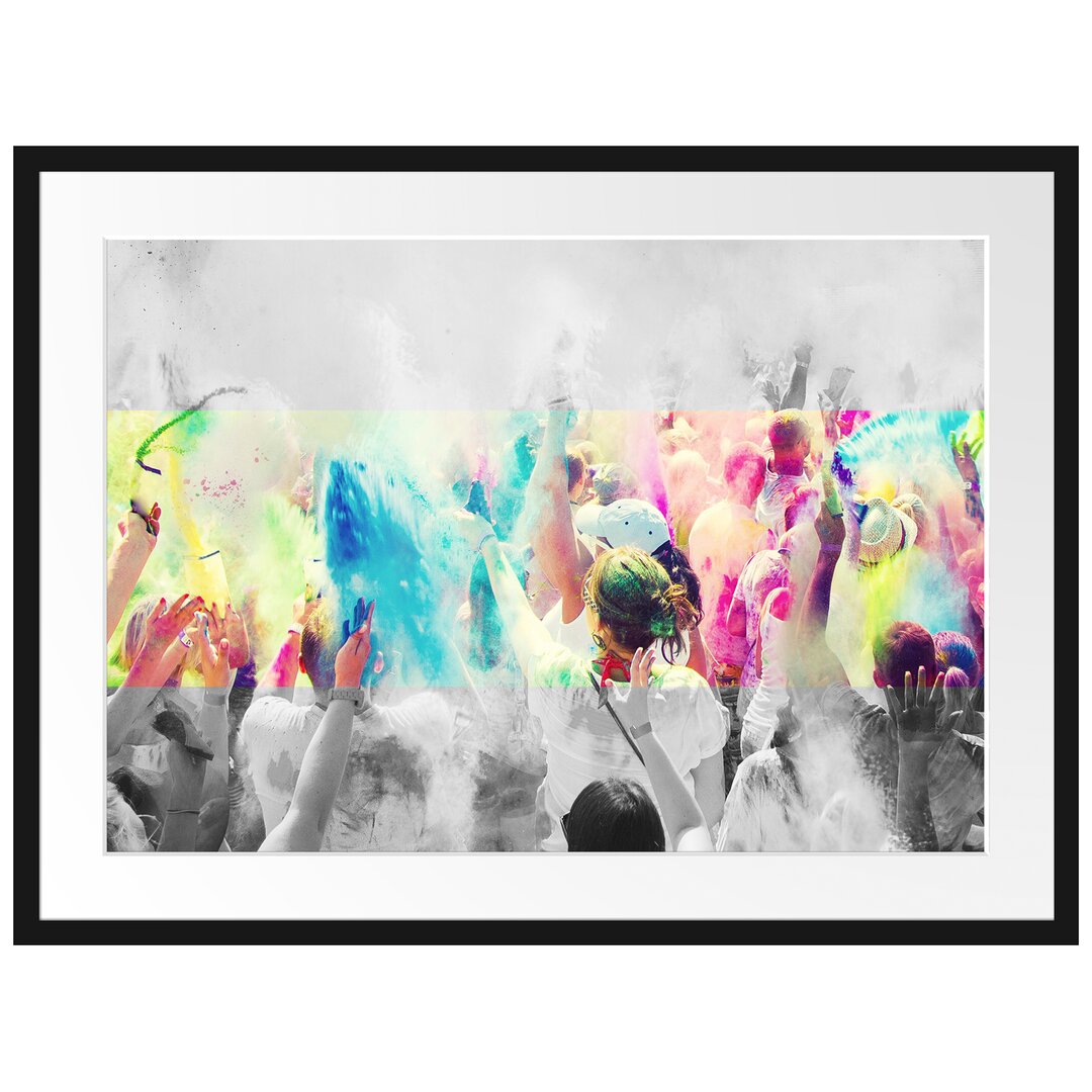 Gerahmtes Poster Holi Farben Festival