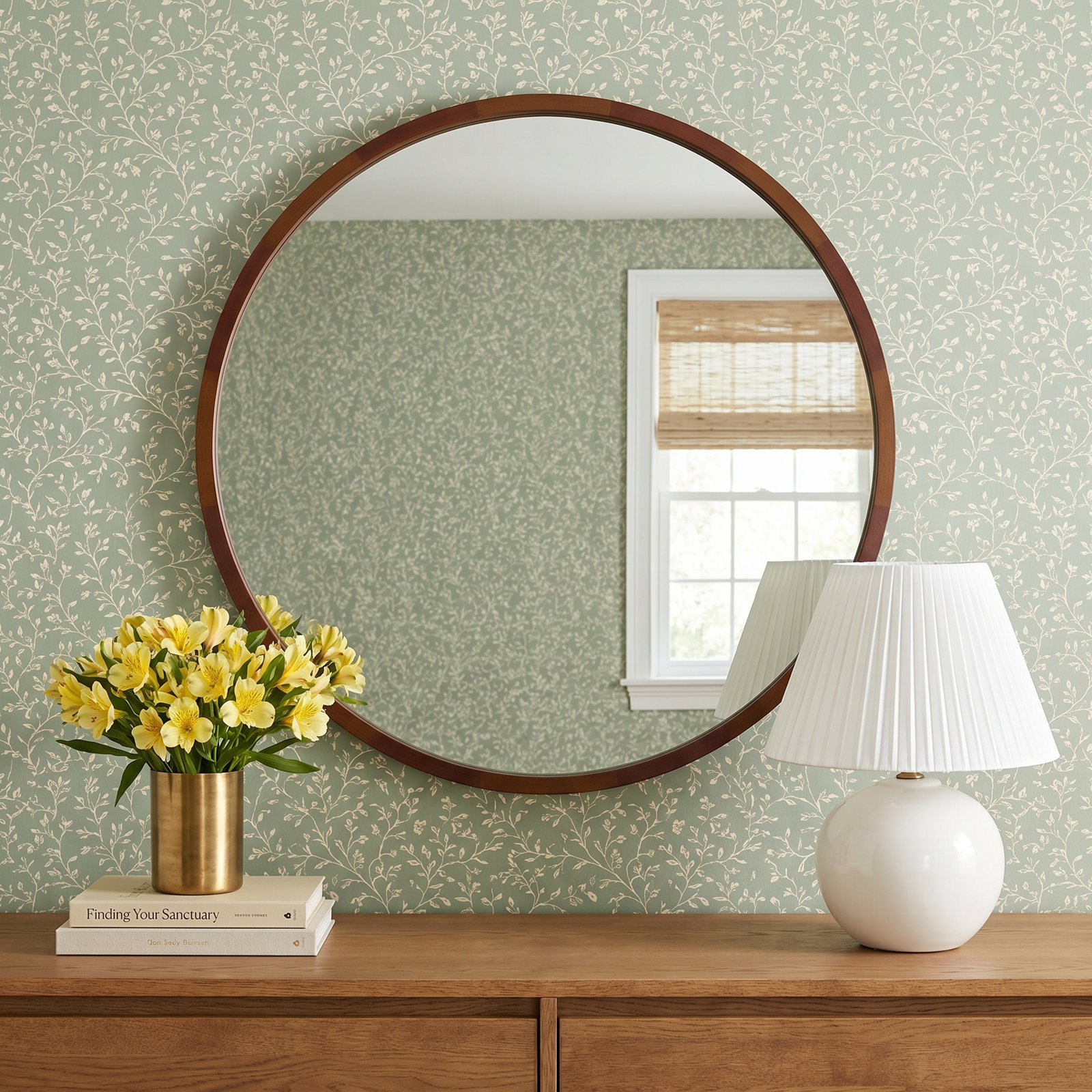 Glover Accent Mirror, 30" x 30", Walnut Brown