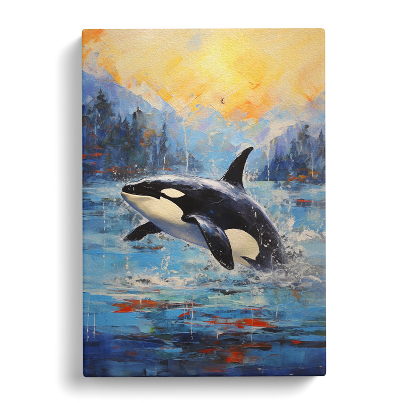 Orca Whale Impressionism - Print, 50cm H x 35cm W x 3cm D