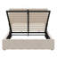 Lit plateforme tapissier double avec système de rangement hydraulique - beige-686889593-686889592
