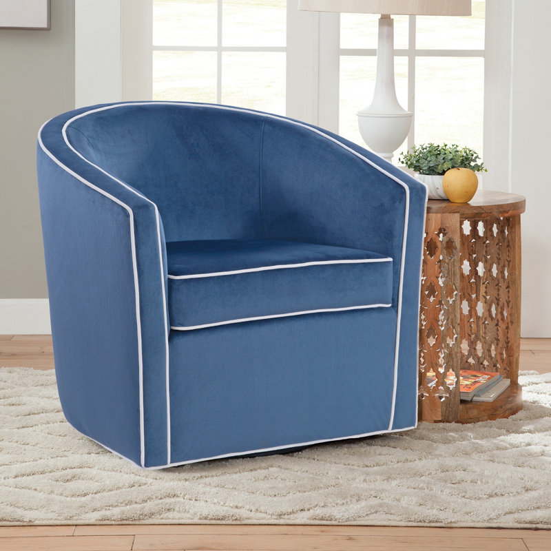 Karcher Upholstered Swivel Armchair, Blue Velvet