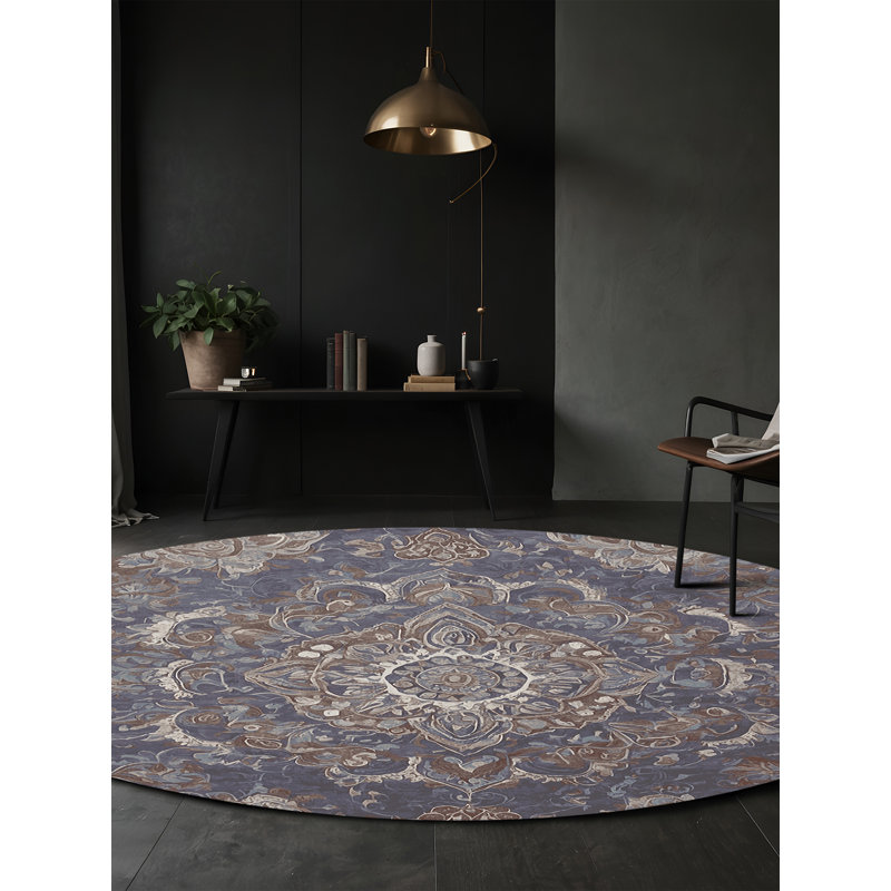 Tapis rose lavable à la machine, Rond 5 pi