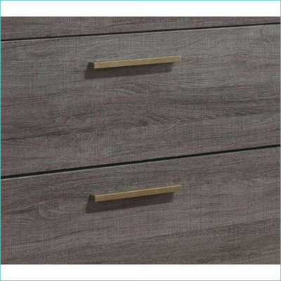 Table de chevet contemporaine à 2 tiroirs gris antique deux tons avec poignées en laiton