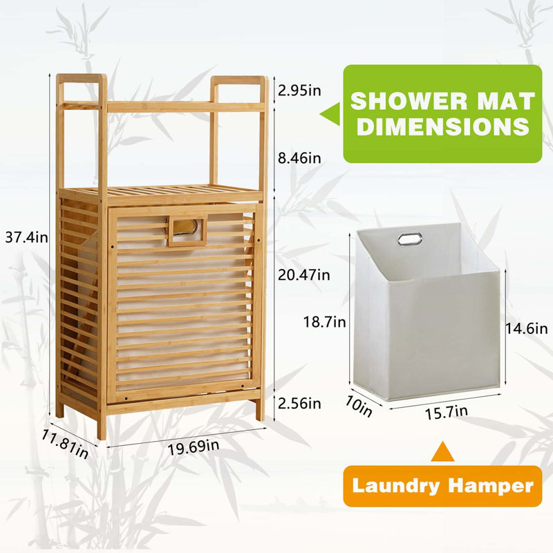 Armoire de rangement à linge en bambou à 2 niveaux avec panier inclinable