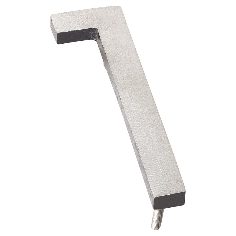 l 4 pi 5 po x Numéro de maison à fixation flottante, 1, Nickel satiné / noir
