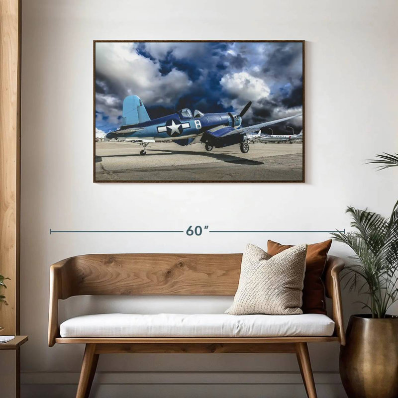 Avion de la Seconde Guerre mondiale, 43 po x 29 po, Cadre flottant noyer