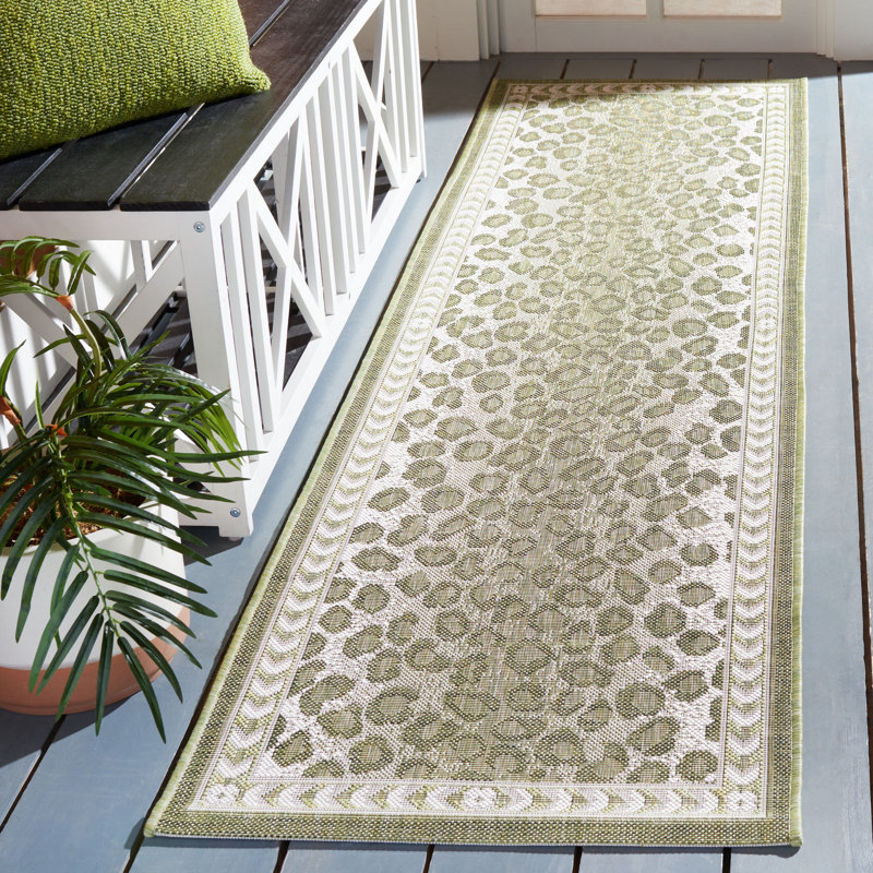 Tapis intérieur / extérieur vert Monteiro, Tapis de couloir 2 pi 3 po x 8 pi