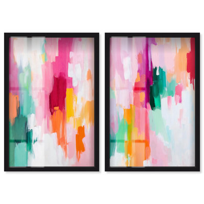 Dynamic Expressions Duo Shadowbox Print Modern Wall Decor Set by Art Remedy, Black Frame, 30 x 45