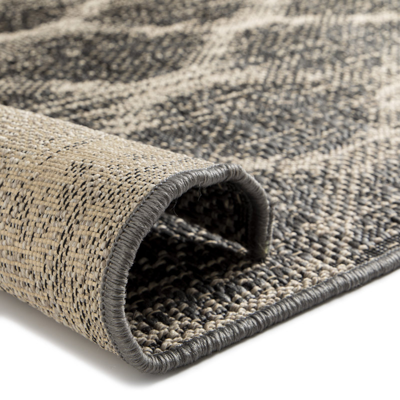 Hofmeister Indoor/Outdoor Flatweave Black/Brown/Taupe Rug, Rectangle 120 x 170cm