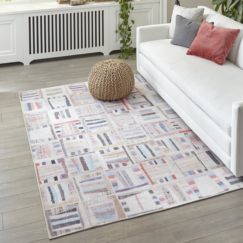 Tapis beige Kashida, Rectangle 5 pi x 7 pi 6 po