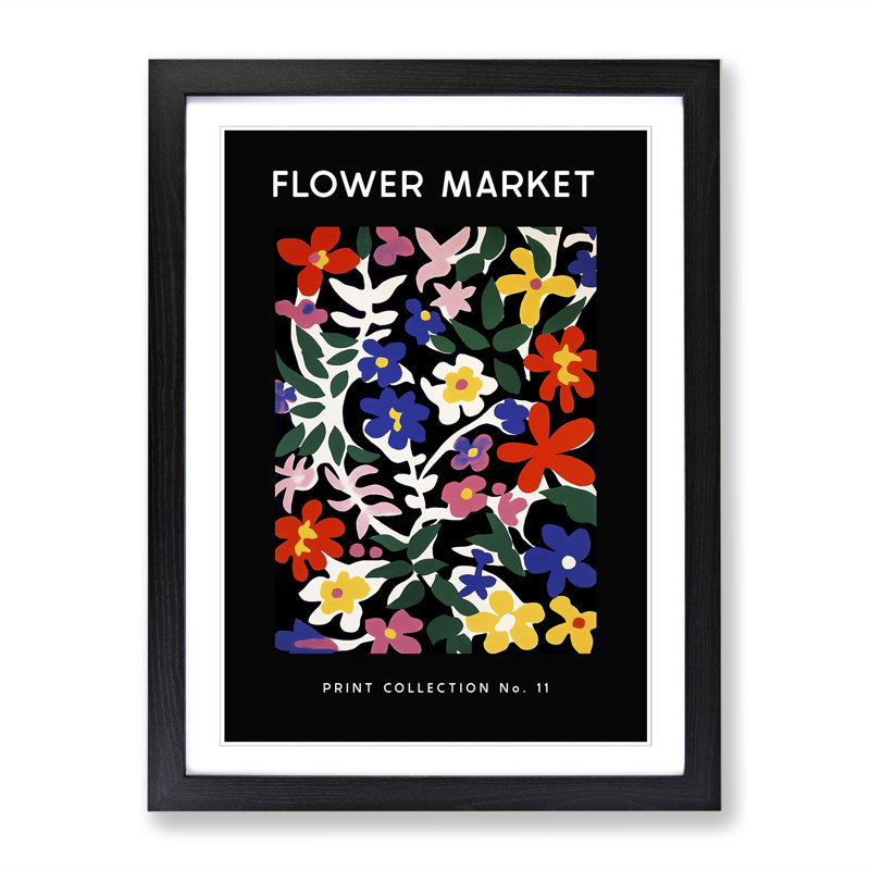 Flower Market Exhibition Black No.11 - Single Picture Frame Print on Wood, 34cm H x 25cm W x 2cm D