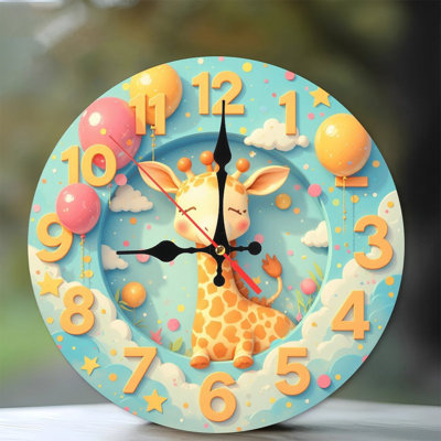 cute giraffe clock design cartoon numbers balloons