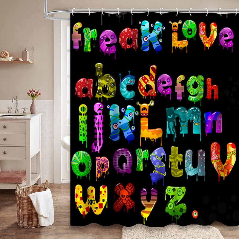 Rideau de douche Alphabet, L 72 po x l 84 po