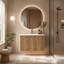 Meuble-lavabo rayé en chêne brut avec lavabo à surface solide blanc, conception flottante murale pour salles de bain modernes-1308030932-1308030934