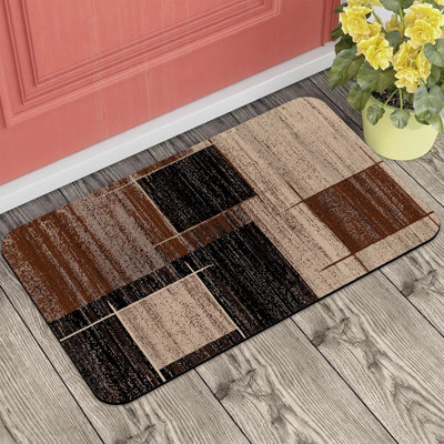Door Mat, Boho Geometric Patchwork Welcome Outdoor Mat, Non-Slip Low Profile Absorbent and Easy Clean Doormat Outdoor Indoor Entrance for Entryway Patio Porch