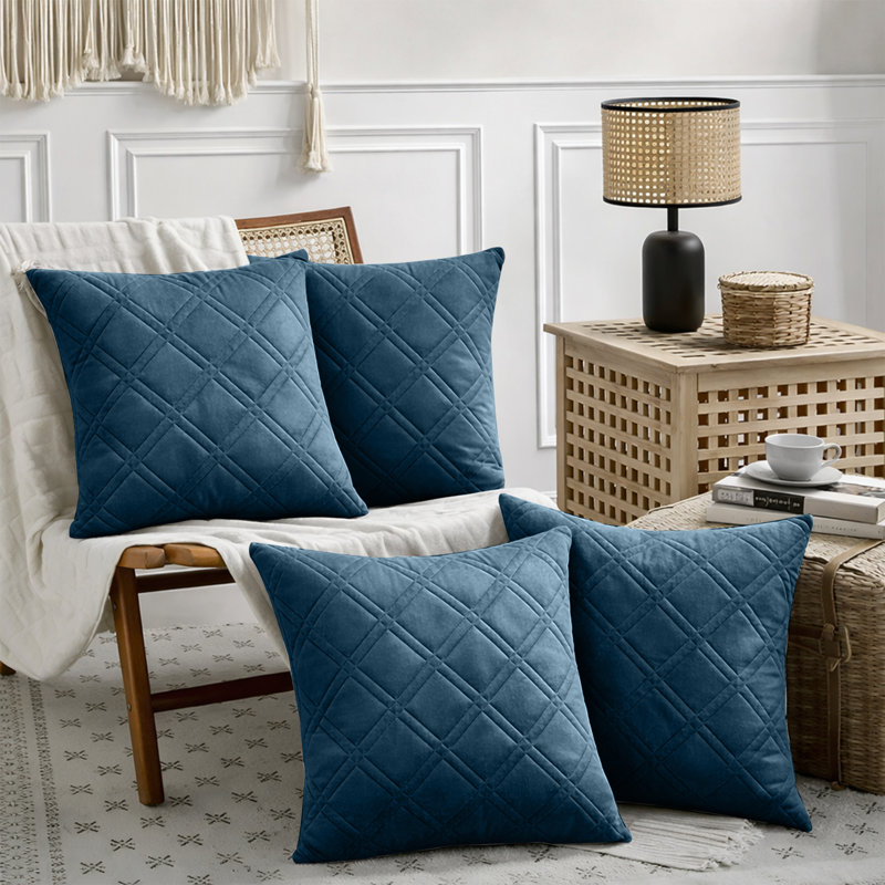 Geometric Square Cushion, Navy