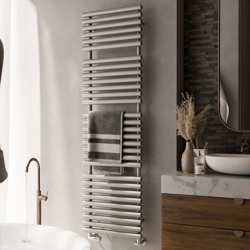 Rolo Towel Heated Towel Rail, Grey, 180cm H  x 52cm W x 12.7cm D