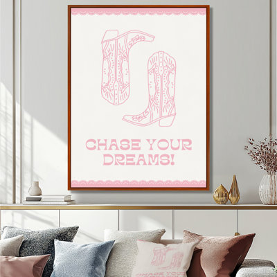 Chase Your Dreams Cowgirl Boots Illustration - Cowgirls Wall Decor