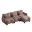 Canapé en L Chenille avec 1 repose-pieds mobile, canapé modulaire surdimensionné à 3 places avec 3 coussins de taille exquise, conception ergonomique, canapé modulaire facile à assembler pour le bureau du salon, rose cendré