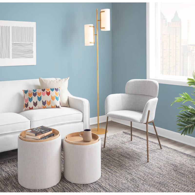 Adinah 18'' H Upholstered Armchair, Blue, Antique Brass