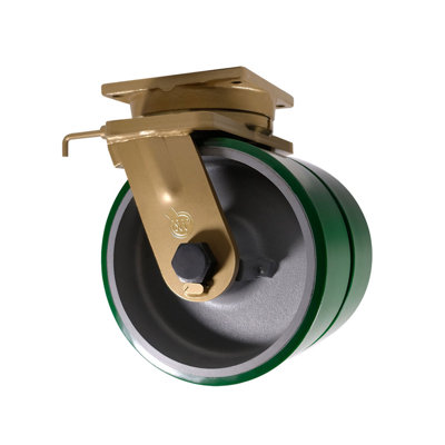 12 Inch Super Heavy Duty Green Poly Dual Wheel Swivel Caster with Swivel Lock