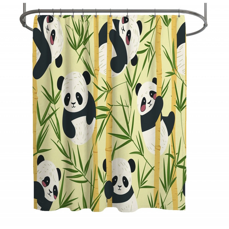 Rideau de douche Pandas - Décoration de salle de bain animaux, H 83 po x l 70 po