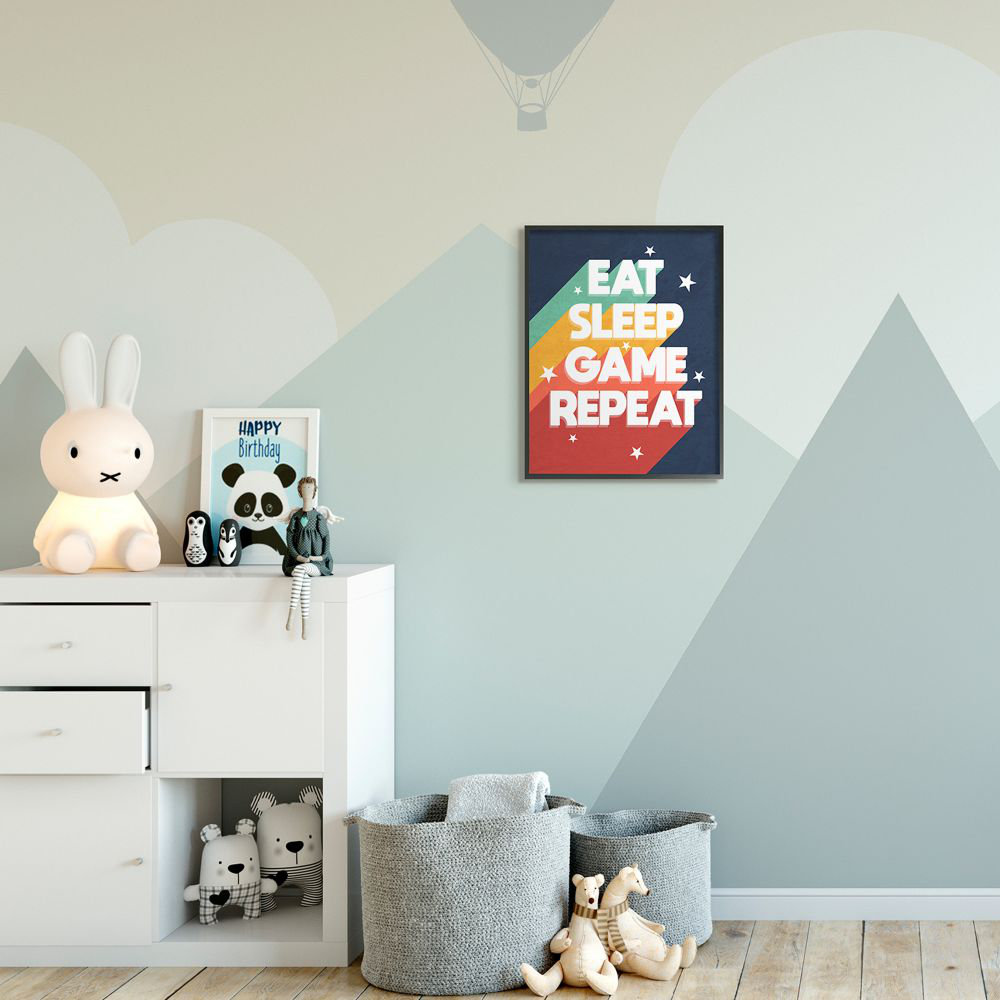 " Eat Sleep Game Repeat Pop Video Game Phrase " by Daphne Polselli Isabelle & Max™ 