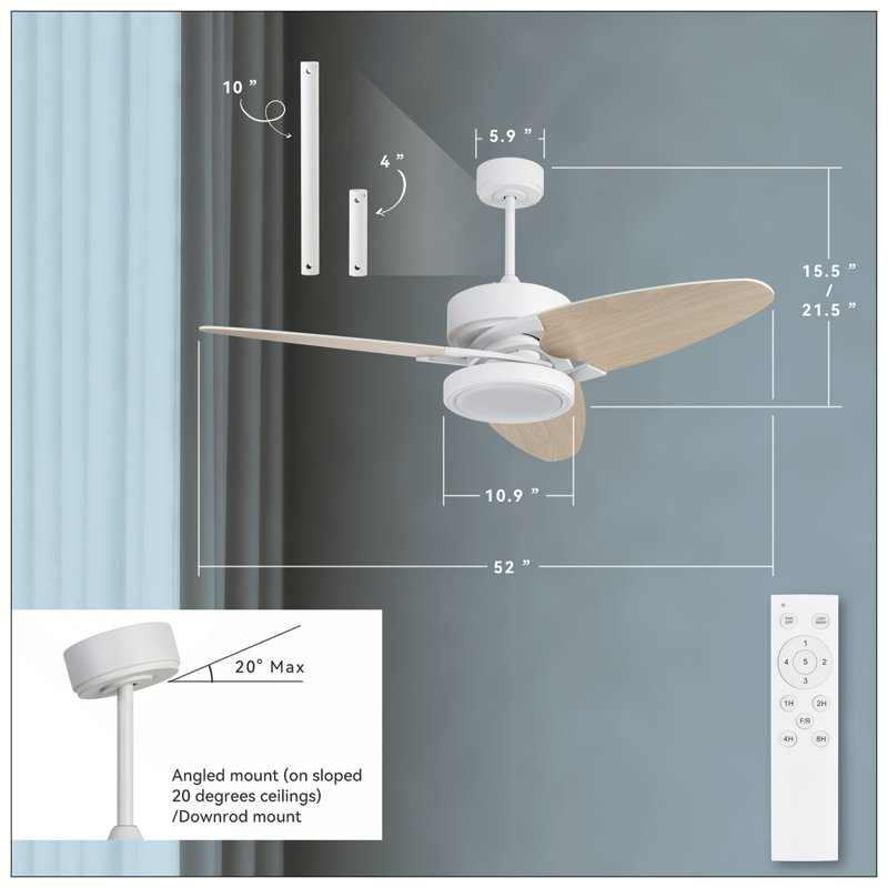 Light Pro In. Ventilateur de plafond intelligent à DEL avec télécommande