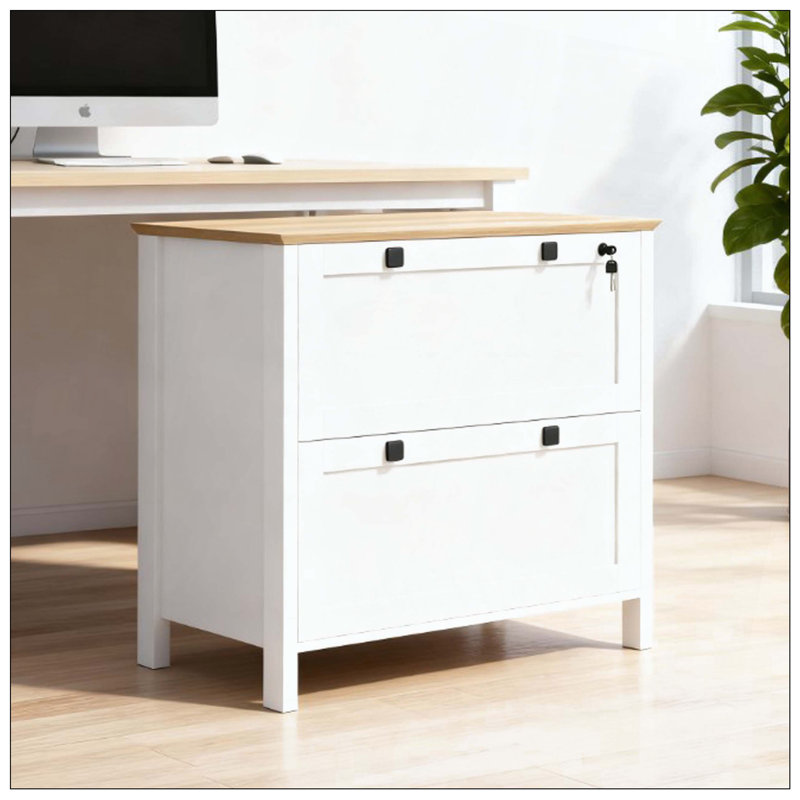 Cabinet de classement latéral réglable, Chêne / Blanc