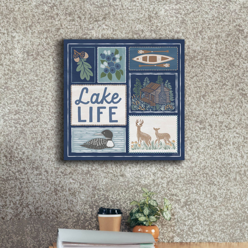 «Lakeside Days 7 Blue» par Laura Marshall, art mural sur toile, H 18 po x l 18 po x P 0,75 po