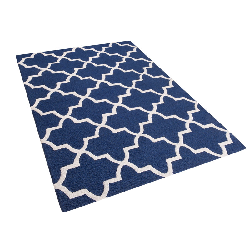 Geometric Wool Hand Woven Area Rug, Rectangle 140 x 200cm