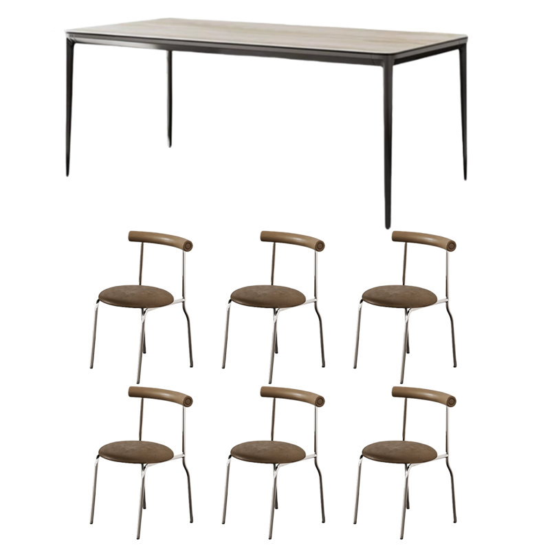 Table et chaise de salle à manger de style médiéval, H 29,5 po x L 86,6 po x l 35,4 po