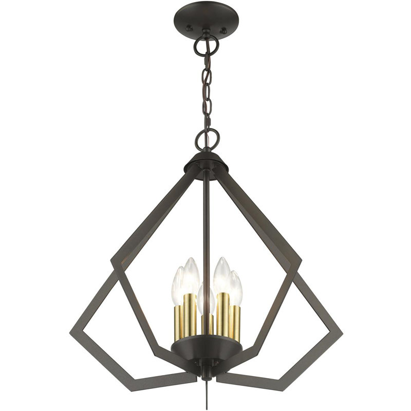Lustre géométrique à 5 lumières Leena, Gris